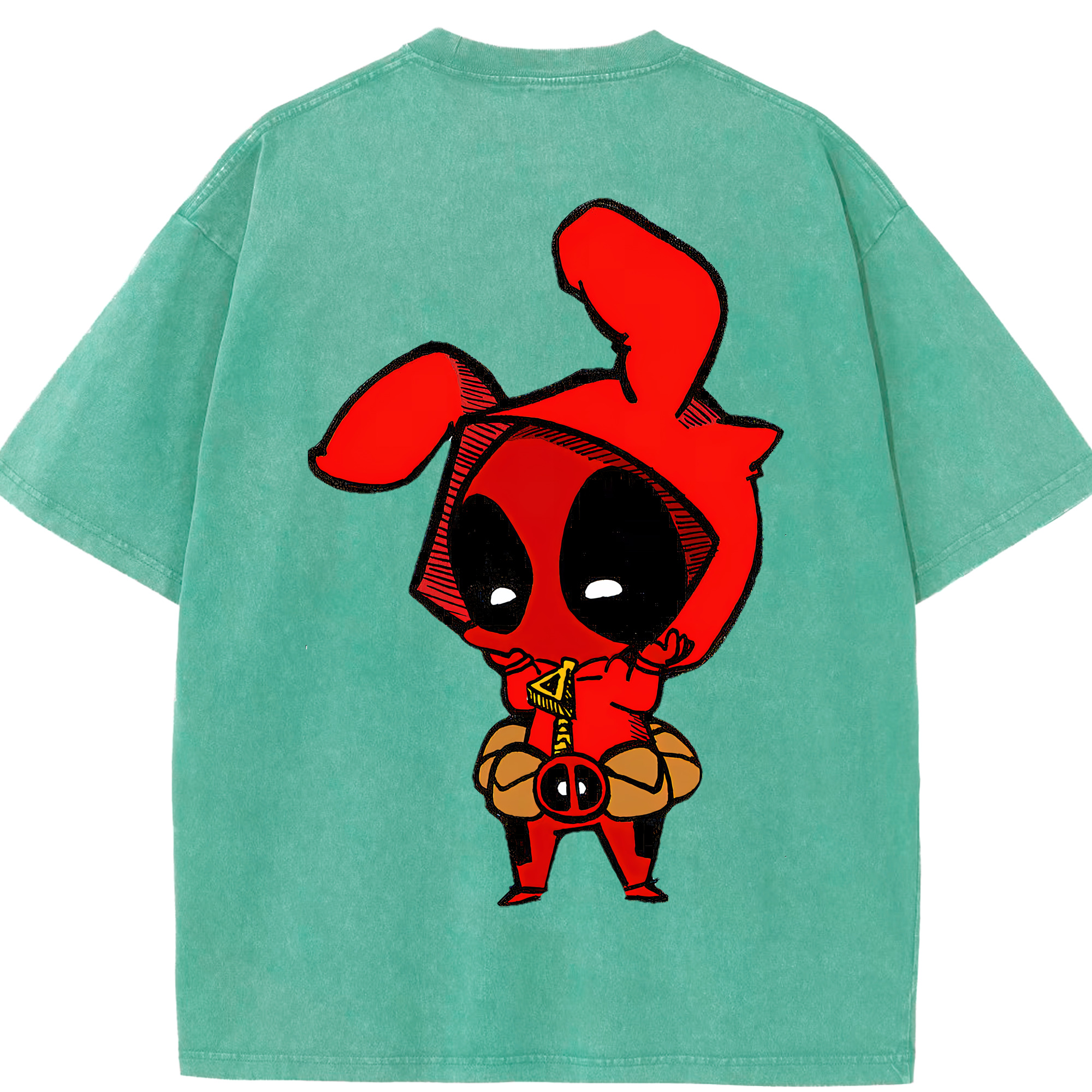 （画像用） Deadpool デッドプール 綿100% ヴィンテージ風 半袖Tシャツ（背面プリント）